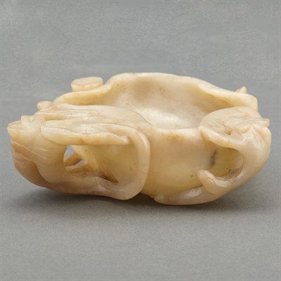 Lot 349 - Chinese Buff Jade Lotus Brushwasher Carved in...