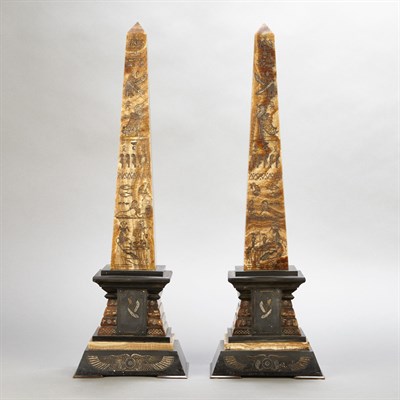 Lot 444 - Pair of Egyptian Revival Onyx and Marble...