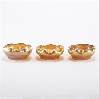 Lot 429 - Group of Three Tiffany Favrile Glass Open Salt...