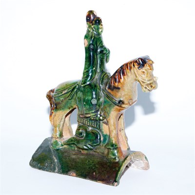 Lot 239 - Chinese Sancai Glazed Pottery Roof Tile 19th...