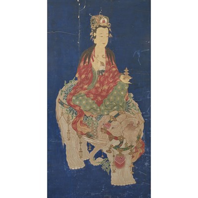 Lot 145 - Chinese School 19th Century Guanyin seated on...