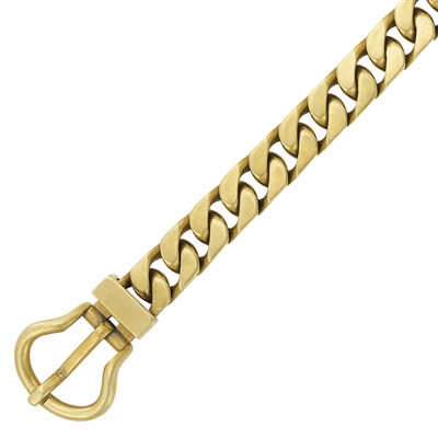 Lot 59 - Gold Curb Link Buckle Bracelet, Hermes, Paris