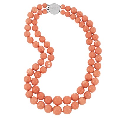 Lot 112 - Double Strand Coral Bead Necklace