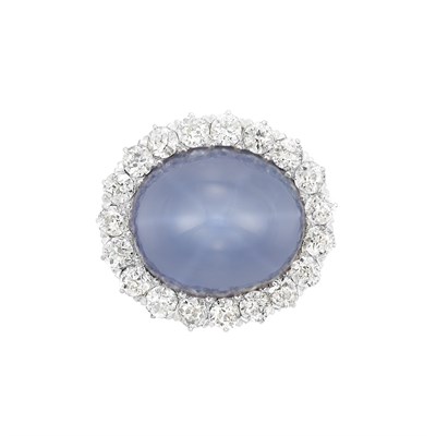 Lot 354 - Antique Platinum, Gold, Star Sapphire and Diamond Brooch