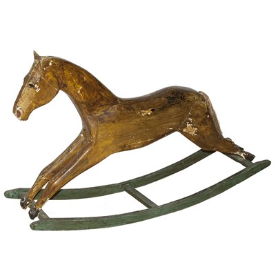 Lot 197A - American Folk Art Painted Wood Rocking Horse...