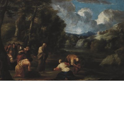 Lot 88 - Roman School 18th Century Biblical Scene Oil...