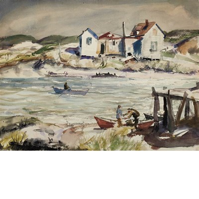 Lot 102 - John Whorf American, 1903-1959 Fisherman in an...