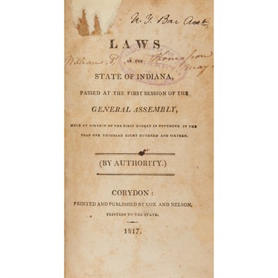 Lot 85 - [INDIANA] Group of early State Laws, 1816-23,...