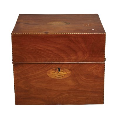 Lot 218 - George III Inlaid Mahogany Traveling Decanter...