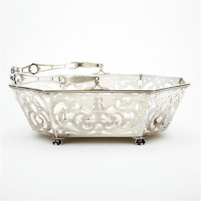 Lot 268 - American Sterling Silver Cake Basket Length 11...