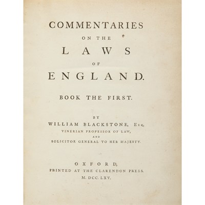 Lot 322 - [LAW] BLACKSTONE, WILLIAM. Commentaries on the...