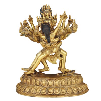 Lot 67 - Tibetan Gilt-Bronze Figure of a Deity and...