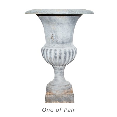 Lot 438 - Pair of Painted Cast Iron Garden Urns Height...