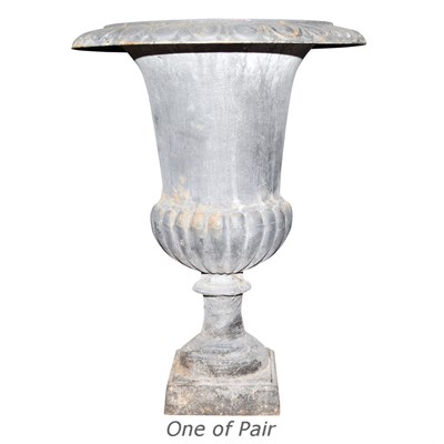 Lot 431 - Pair of Iron Garden Urns Height 25 inches.