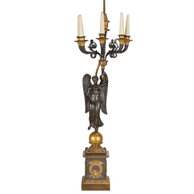 Lot 120 - Pair of Empire Style Gilt and Patinated-Bronze...