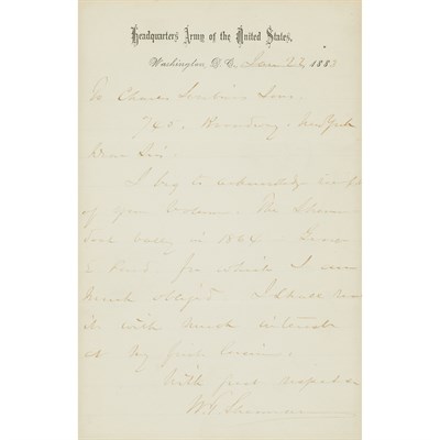 Lot 431 - SHERMAN, WILLIAM TECUMSEH Autograph letter...