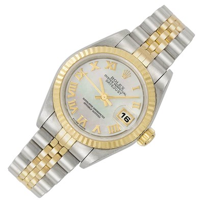 Lot 60 - Lady's Stainless Steel, Gold and Mother-of-Pearl Wristwatch, Rolex