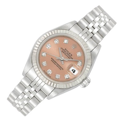 Lot 67 - Lady's Stainless Steel and Diamond Wristwatch, Rolex