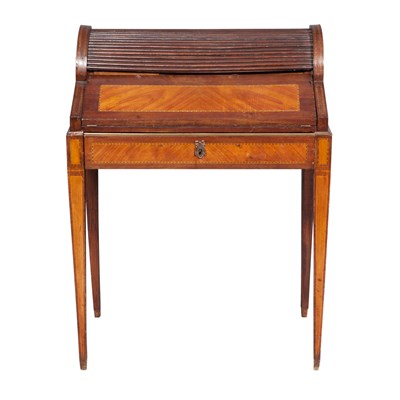 Lot 515 - Louis XVI Style Inlaid Walnut Tambour Desk The...