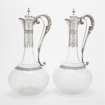 Lot 238 - Pair of Continental Silver Mounted Glass...