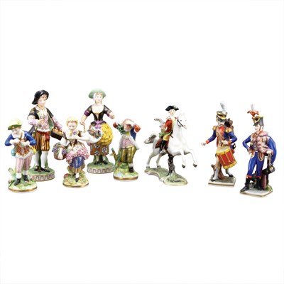 Lot 418 - Group of Eight Continental Porcelain Figures...