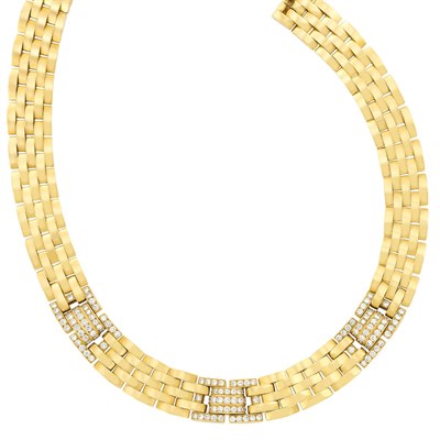 Lot 290 - Gold and Diamond 'Panther' Necklace, Cartier