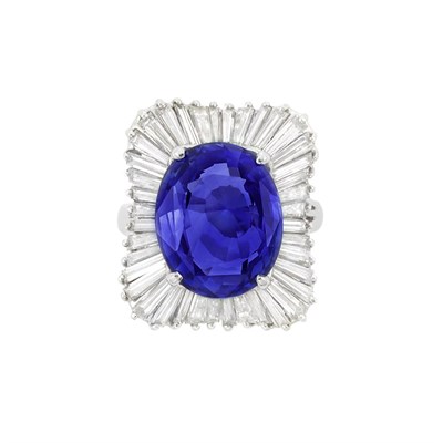 Lot 198 - Platinum, Sapphire and Diamond Ballerina Ring