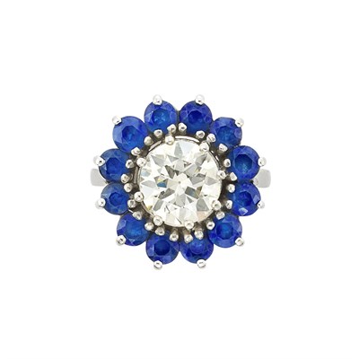 Lot 322 - White Gold, Diamond and Sapphire Ring