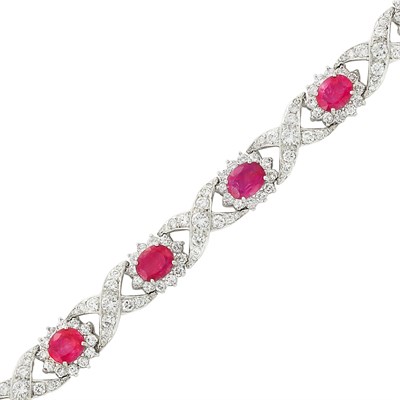 Lot 314 - Platinum, Ruby and Diamond Bracelet