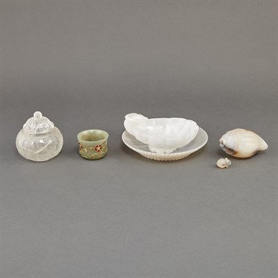 Lot 190 - Group of Five Mughal Style Hardstone Articles...
