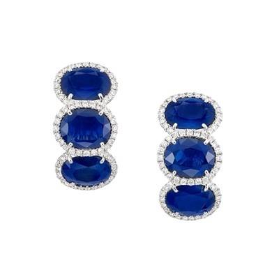 Lot 317 - Pair of White Gold, Sapphire and Diamond Earclips, Piranesi