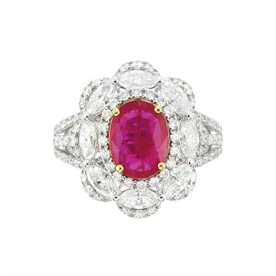 Lot 328 - White Gold, Ruby and Diamond Ring