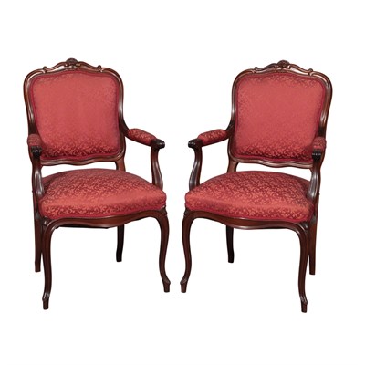 Lot 409 - Pair of English Style Mahogany Armchairs