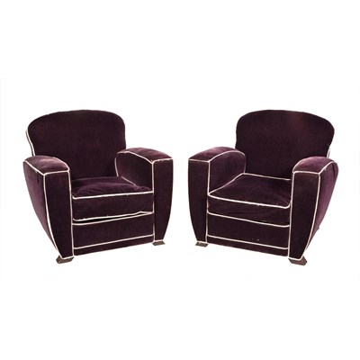 Lot 173 - Pair of Art Deco Style Upholstered Club Chairs
