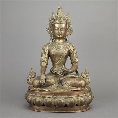 Lot 176 - Asian Gilt-Metal Figure of Buddha Height 17...