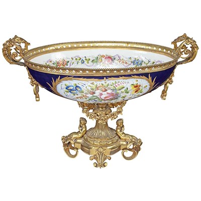 Lot 366 - Sevres Style Gilt-Metal Mounted and Polychrome...