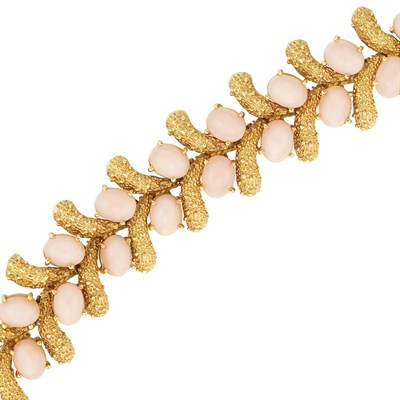 Lot 171 - Gold and Angel Skin Coral Bracelet
