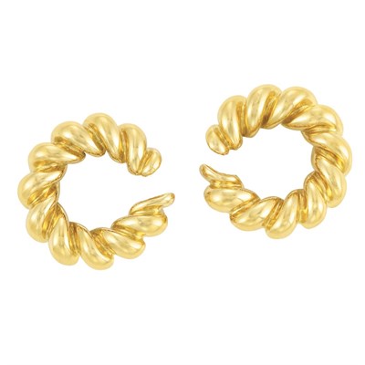 Lot 124 - Pair of Gold Hoop Earclips, Cartier
