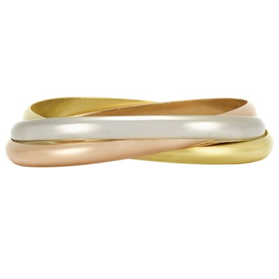 Lot 275 - Tricolor Gold Rolling Bangle Bracelet, Cartier
