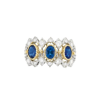 Lot 324 - Two-Color Gold, Sapphire and Diamond Ring, Gianmaria Buccellati