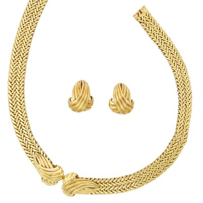 Lot 116 - Gold Necklace and Pair of Earclips, Hermes, Paris