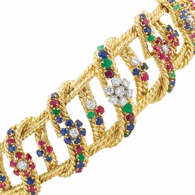 Lot 293 - Gold, Diamond and Gem-Set Bracelet, Birk's, France