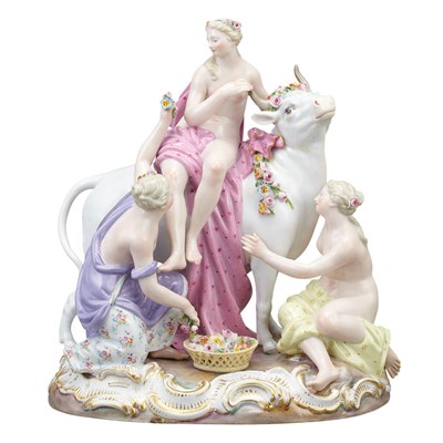 Lot 107 - Meissen Porcelain Figural Group of Europa and...