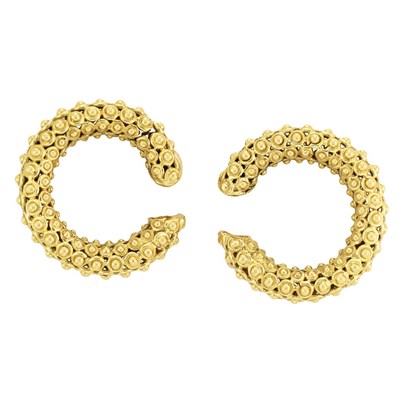 Lot 161 - Pair of Gold Hoop Earclips, OJ Perrin, Paris