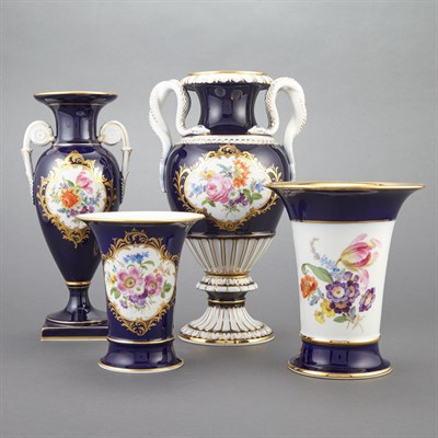 Lot 475 - Group of Four Meissen Porcelain Vases...