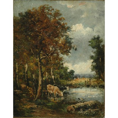 Lot 47 - French School 19th/20th Century Cows along a...