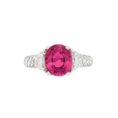 Lot 344 - Platinum, Pink Spinel and Diamond Ring