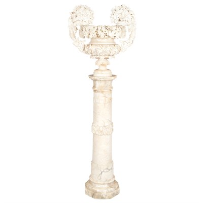 Lot 401 - Art Deco Carved Alabaster Two-Handled Urn...