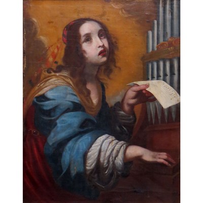 Lot 44 - Italian School 17th Century St. Cecilia Oil on...