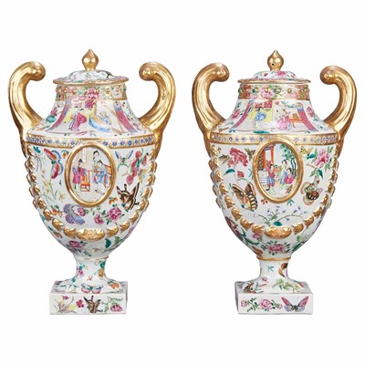 Lot 231 - Pair of Chinese Export Porcelain Famille Rose...